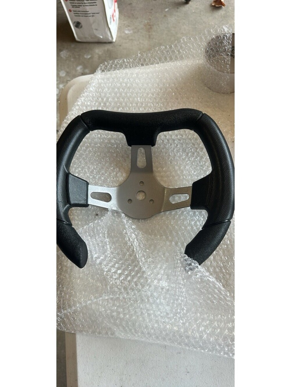 Go Kart Steering Wheel Black Grip 3-Spoke Metal Center Plate